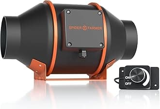 SPIDER FARMER2024 Update Quiet 4 Inch Inline Duct Fan with Speed Controller, 205 CFM EC Motor Ventilation Exhaust Fan for Heating Cooling Booster, Grow Tents, Hydroponics, Indoor Growing and Planting