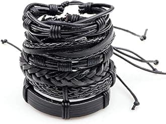 6pcs Latest Collection Genuine Leather Bracelet Wraps Casual Wear Skin Friendly Stylish Bracelets for Men Boys by Shining Diva Fashion