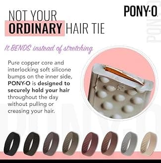 PONY-O Medium for Fine to Normal Hair or Slightly Thick Hair - Revolutionary Hair Tie Alternative Ponytail Holders - 2 Pack Gray and Black Original Patented Hair Styling Accessories