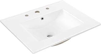 SNK1001A Ancillary 3-Hole 24 in. W x 18.25 in. D Classic Contemporary Rectangular Ceramic Single Sink Basin Vanity Top, White