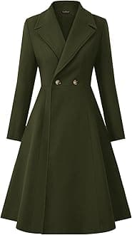 CURLBIUTY Women Swing Double Breasted Pea Coat Winter Long Overcoat Jacket