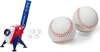 Kids MLB Baseball Pitching Machine for Kids Batting Practice - MLB Power Pitcher with Adjustable Speeds and Launch Angles with MLB Replacement Foam Balls 2 pk No. 14941