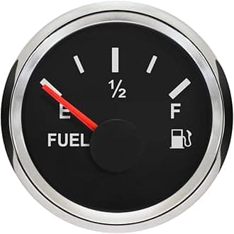 ELING Fuel Level Gauge Meter Adjustable Signal 52mm with Red Backlight 9-32V for Motorcycles Cars Boat (Black+Stainless Steel)