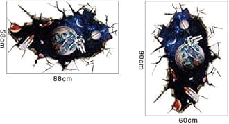 U-Shark Large Blue Sky 3D Self-Adhesive Removable Break Through The Wall Vinyl Wall Sticker/Mural Art Decals Decorator (9066A Galaxy Astronaut (23.6" X 35.4"/ 60cm x 90cm))