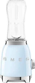 Smeg PBF01PBUK Retro 50’s Style Personal Blender, 2 x Bottles-To-Go, 2 Speed Settings, 600ml, 300W, Pastel Blue