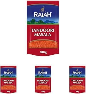 Rajah Spices Tandoori Masala Seasoning | Tandoori Seasoning Powder | Tandoori Rub | Tandoori Marinade | Tandoori Spice Mix | Tandoori Curry (100G) (Pack of 4)