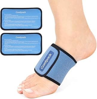 Comfpack Cold Therapy Wrap with 2 Packs for Pain Relief, Reusable Gel Ice Packs for Foot Plantar, Wrist, Ankle, Great for Sprains, Muscle Pain, Bruises, Injuries