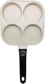 4 Hole Non Stick Egg Frying pan,Multi-Purpose Frying pan for Omelet uttapam,idli Burger Poached Egg Kitchen Breakfast(1pcs) (White)