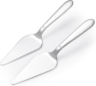 Cake Server, Wedding Cake Cutting Set 2 Piece Cake Cutter, Stainless Steel Pie Server with Smooth Edge and Exquisite Pattern Design for Pastry Pizza Dessert, Silver