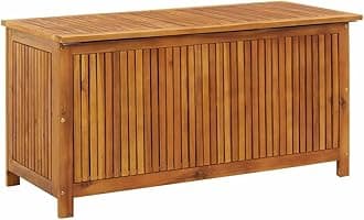 Outdoor Storage Box - Wooden Deck Cabinet for Patio/Garden with Water-Resistant Lining, Farmhouse Style