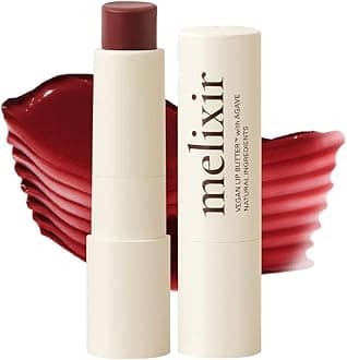 Melixir Vegan Lip Butter (12 Colors), Hydrating Tinted Lip Balm Stick, Bee-Free, Petrolatum-Free, Plant-Based, Moisturizes Dry & Chapped Lips With Shea Butter, Sheer, Natural Finish - #18 Vintage Red