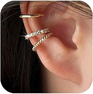 3Pcs Ear Cuffs Non Piercings, Teen Gifts Trendy Stuff Gold Silver Clip On Cuff Earrings Set Gifts for Teens Women Fashion Jewelry