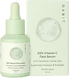 20% Vitamin C Face Serum for Glowing Skin | Brightening Serum for Dark Spots, Dull Skin, Tanned Skin | Improves Wrinkles | Hyaluronic, Ferulic, CiCa, Prebiotic, Probiotic | Oil & PEG free |30 ml