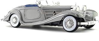 1936 Mercedes-Benz 500 K 1:24 Diecast Scale Model Alloy Metal Pull Back Toy car for Kids with Openable Doors & Light, Music Toy Vehicle for Kids - Colors as Per Stock(Design-5)