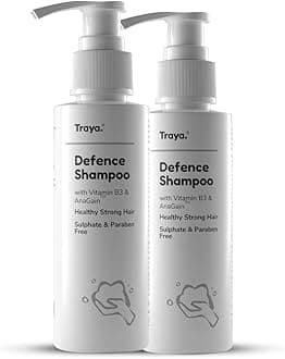 Traya Defence Shampoo, Helps Hair Growth & Controls Hair Fall, Contains Biotin, Niacinamide Vitamin B3, Pea Sprout & Anagain, Sulphate And Paraben Free Shampoo For Women & Men, 100 Ml (Pack Of 2)