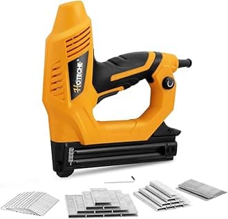 18GA 2-in-1 Electric Brad Nailer/Stapler 19/32-Inch to 1-1/4 Inch Staple Gun Power Adjustable Nail Gun with 2000Pcs Brad Nails& Staples for Home Upholstery and Woodworking
