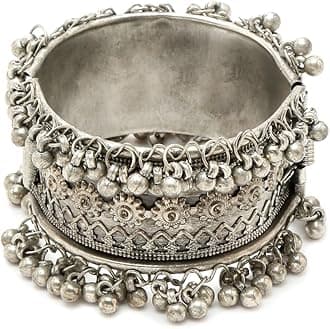 YouBella Jewellery for Women Celebrity Inspired Oxidised Silver Plated Cuff Bracelet Bangle for Women and Girls, 2.6, Brass, No Gemstone