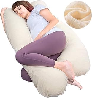 MOON PINE Pregnancy Pillow, U Shaped Full Body Pillow for Maternity Support, Sleeping Pillow with Velour Cover for Pregnant Women (Yellow)