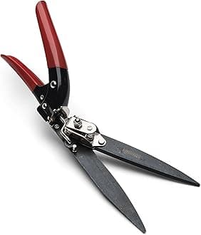 Kings County Tools Grass T Shears | 5-1/4” Steel Blades | Rotating Handle for Angled Cuts | Strong Spring Mechanism | Simple & Secure Safety Lock | Made in Italy