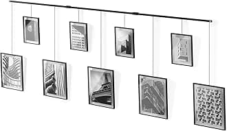 Umbra Exhibit Picture Frame Gallery Set, Adjustable Wall Collage Displays Nine Photos (Four 5x7 and Five 8x10), Set of 9, Black