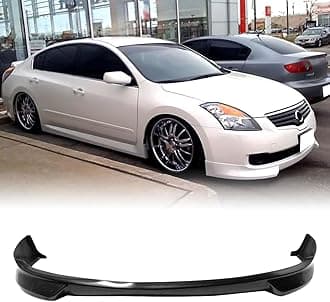 Front Bumper Lip Chin Spoiler, Compatible with 2007-2009 Nissan Altima Sedan, NS Style Flexible Polyurethane(PU) Front Lower Splitter Protector, Unpainted Black, 1PC