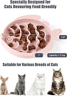 Coomazy 2-Pack Silicone Slow Feeder Cat Bowl - Anti-Choke, Non-Slip, Dishwasher-Safe, Ideal for Dry & Wet Food