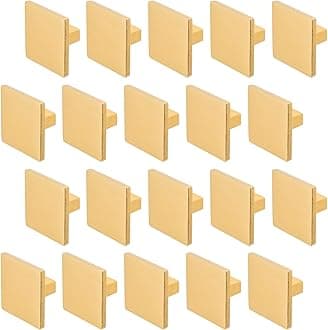 Decoranddecor Calla Square Cabinet Knob Door Pull Handle Kitchen Cupboard Furniture Drawer (20 Pack, Matt Gold)
