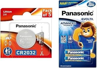 Panasonic CR2032 Lithium Coin Battery 3V (Pack of 5) - Long-Lasting Power for Keyless Entry Fobs, to