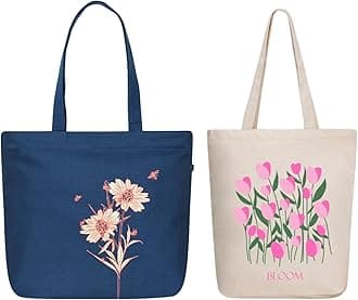 Eco Right Large Canvas Tote Bag for Women, Tote Handbags for Women with Zipper & Inner Pocket for College, Shopping, Office