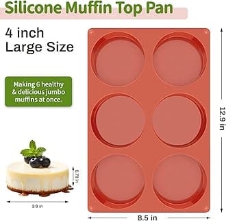 JOERSH 2-PK Silicone Egg Mold for Breakfast Sandwiches 4" Large Disc Mold Muffin Top Pans, Non-Stick Silicone Molds for Whoopie Pie, Egg Pan, Hamburger, Resin Coasters