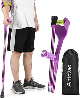 Folding Crutch (x1 Unit) Forearm Crutch Anti-Drop Cuff Reduces the Hassle of Picking Up Forearm Crutch，Comfortable Grip and Wear-Resistant, Non-Slip Forearm Crutch (Single Violet)