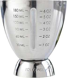 True Vista Stainless Steel Double Jigger for Bartending, Cocktail Measuring Jiggers for Margarita, Whiskey Sour, Bloody Mary, Mocktails and Other Drinks, Home Bar Accessories, 6 oz & 1 oz, Set of 1