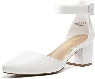 ANNEE Pointed Toe Low Chunky Heels Pump Shoes