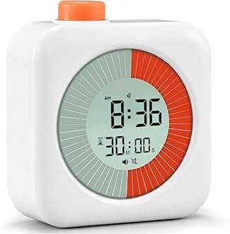 EooCoo Digital Visual Timer, 60-Minute Countdown for Kids and Adults, Time Management Tool With Hour Clock Alarm Three Function, for Home Kitchen, School Classroom, or Office (White)