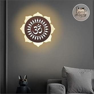 Lamp master Flower Om LED Wall Light - Rose Gold & Frosted Acrylic | 23cm | Warm White | Ideal for Temple, Living Room, Bedroom, Pooja Room, Mandir, Shops, Hotel (Flower - Om - Rose Gold)