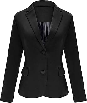 Womens Notched Lapel Pockets Button Work Office Blazer Jacket Suit
