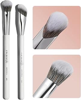 Concealer Makeup Brushes Set, Angled Under Eye Brightening Brushes for Liquid, Cream, Stick Concealer Foundation Nose Contour Eyeshadow Blending (189193)