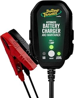 Battery Tender Junior Charger and Maintainer: 12 Volt, 800mA Battery Charger for Lead Acid and Lithium Batteries - Switchable Battery Charger for Powersports - 022-0199-DL-WH