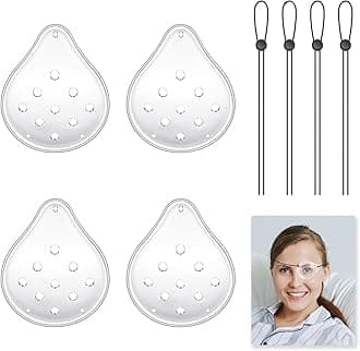 Transparent Eye Shield, Ventilated Eye Patches After Cataract Surgery, 9-Hole Protective Plastic Eye Shields with Adjustable Strap, Breathable Eye Masks, Eye Care Accessories for Adults (4pcs)