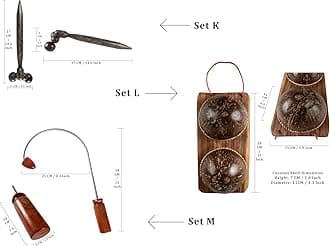 CCcollections Wood Therapy Massage Tools, Reflexology Wooden Stick Tool, Traditional Equipment for Relieving Muscle Pain Body Lymphatic Drainage Massager - (Set J)