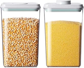 Food Storage Containers with Lids,2.9Qt 2Pcs Airtight Pop Food Storage Containers, BPA-Free Stackable Kitchen Pantry Organizers and Storage, One Button Opening Flour and Sugar Container Sets