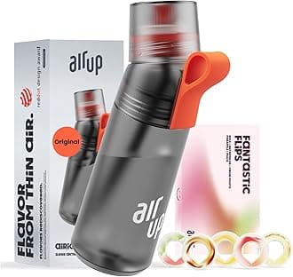 AIR UP® water bottle Gen2 original starter set with pods in 5 flavours I 600ml drinking bottle with sugar-free flavouring I dishwasher-safe, BPA-free I in Grey
