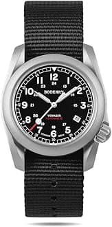 Men's Watch Titanium Automatic Field Watch 40mm Military Watch Day Date Function 100M Waterproof with Nylon Strap Japanese Mechanical Movement & Screw Down Crown—Voyager