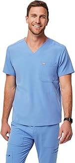 FIGS Chisec Scrub Top for Men – 3 Pockets, Tailored Fit, Squared V-Neck, 4-Way Stretch, Moisture-Wicking
