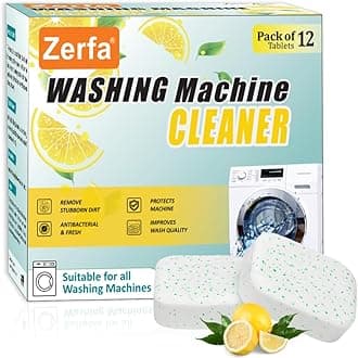 (Pack of 24) Lemon-Scented Washing Machine Deep Cleaner Descaler Tablets, Powerful Descaling and Stain-Removing for Front and Top Load Machine