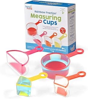 hand2mind Rainbow Fraction Measuring Cups, Kids Montessori Kitchen Tools, Toddler Cooking Tools, Sensory Table Materials, Fraction Manipulatives, Homeschooling Supplies, Easter Baking (Set of 4)