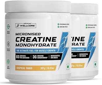Wellcore - Pure Micronised Creatine Monohydrate (Tropical Tango, 2X83 Servings)|Rapid Absorption|Enhanced Muscle strength & Power, Powder, 2 count