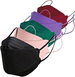 Rmaytiked 50Pcs 4-Ply Multicolored 3D Type Breathable Face Covers Disposable Nose Mouth Cover Black Blush Gem Green Purple Burgundy