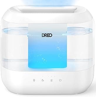 Humidifier for Bedroom Baby, 4L Cool Mist Supersized Humidifiers for Home, 28 dB Quiet Air Humidifier for Room, Oil Diffuser, 36H Runtime, Night Light, Top-Fill, Easy to Clean & Fill, White
