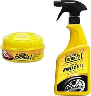 Formula 1 615026 Carnauba Paste Wax (230 g) & Formula 1 615254 High Performance Foaming Wheel Cleaner (680 ml)